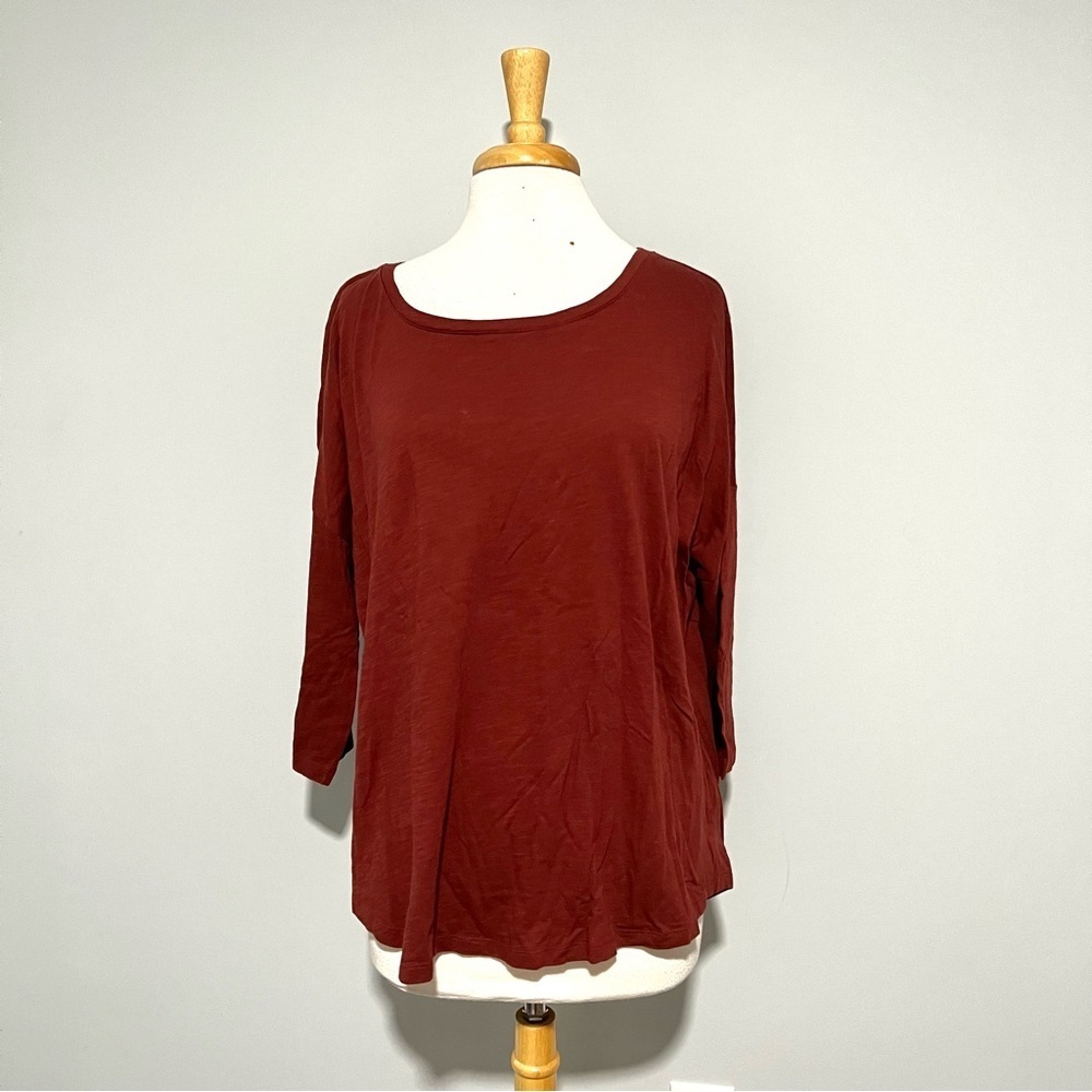 Lord & Taylor Maroon Burgundy 3/4 Sleeve Top Blouse Size XL